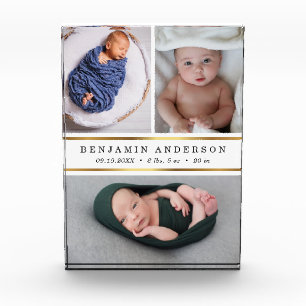 Modern New Baby Birth Stats Foto Collage
