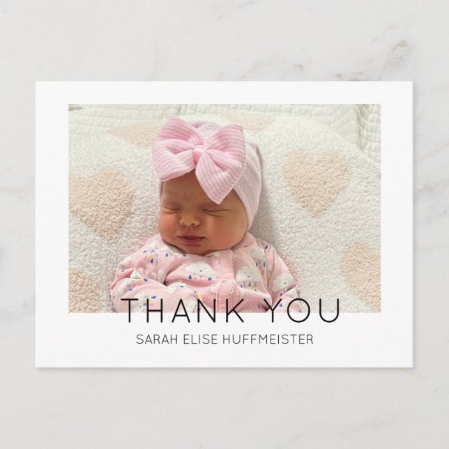 Modern New Baby Vielen Dank Foto Postcard Postkarte (Vorderseite)