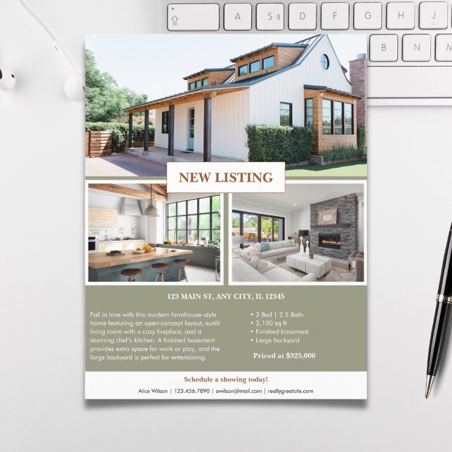 Modern New Listing Real Estate Marketing Flyer (Von Creator hochgeladen)