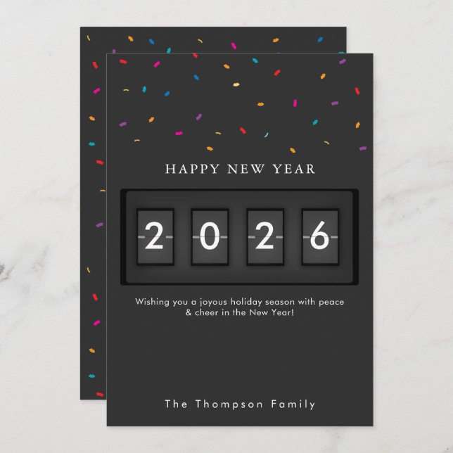 Modern New Year Simple Countdown Confetti (Vorne/Hinten)