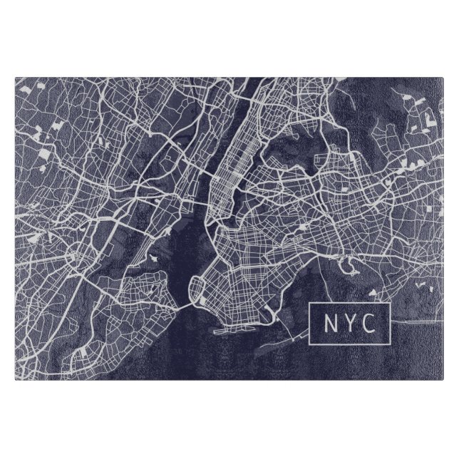 Modern New York City Map | NYC | Navy Blue Schneidebrett (Vorderseite)