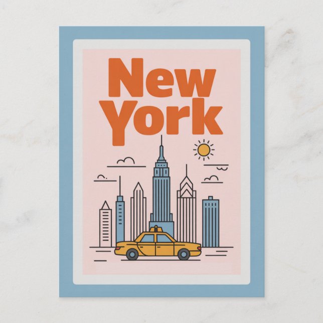 Modern New York City Travel Minimalist Skyline  Postkarte (Vorderseite)