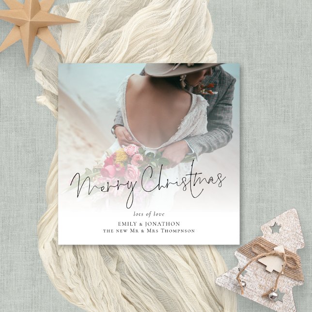 Modern Newlyweds Foto Overlay Frohe Weihnachten (Available digitally or printed)