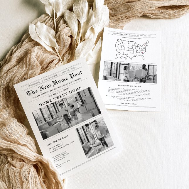 Modern Newspaper Moving Announcement Einladung (Von Creator hochgeladen)