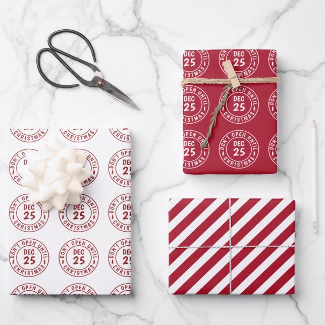 Modern nicht geöffnet bis Weihnachten Briefmarke Geschenkpapier Set (Vorderseite)