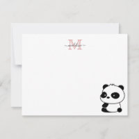 Modern Niedliche Panda Blush Pink Monogram Script