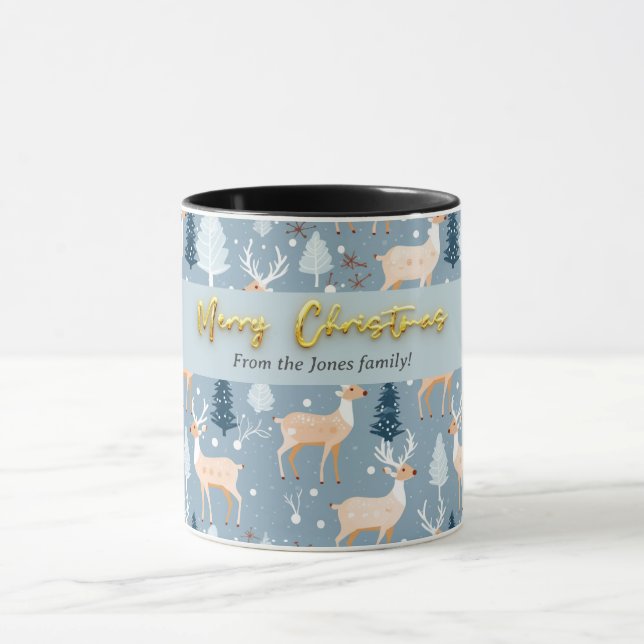 Modern Niedliche Rentierfisch Snowflake Tasse (Zentrum)