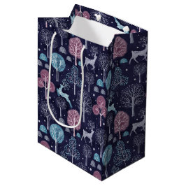 Modern Night Forest Deer Mittlere Geschenktüte