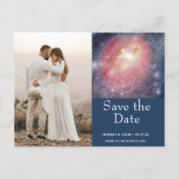 Modern Night Sky Galaxy Blau Save the Date Lila