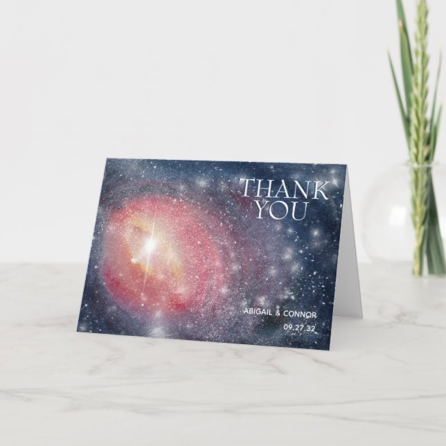 Modern Night Sky Galaxy Blue Lila Red Dankeskarte (Vorderseite)