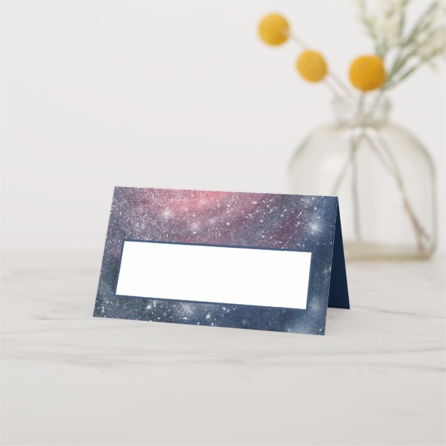 Modern Night Sky Galaxy Blue Lila Red Platzkarte (Vorderseite)