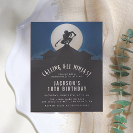 Modern Ninja auf Roof Top Silhouette Geburtstagspa Einladungspostkarte