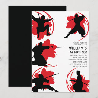 Modern Ninja Birthday Party Einladung