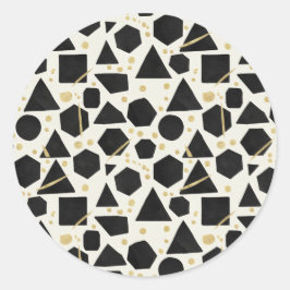 Modern Noir Geometric & Gold Splatter Runder Aufkleber