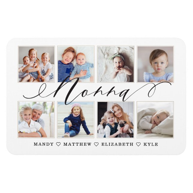 Modern Nonna Script | Entenkinder - FotoCollage Magnet (Horizontal)