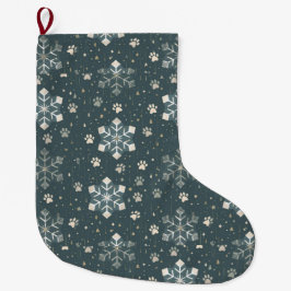 Modern Nordic Geometric Pet Stocking with Paws Großer Weihnachtsstrumpf