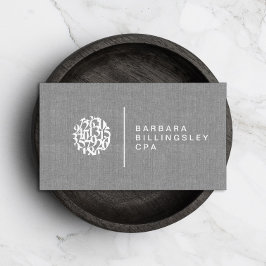 Modern Numbers Logo Linen Accountant Business Card Visitenkarte