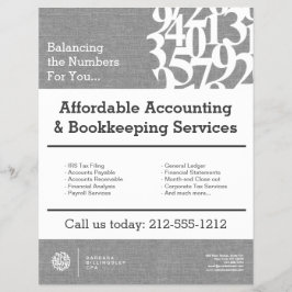 Modern Numbers Logo Linen Accountant Flyer