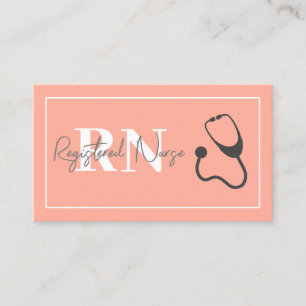 Modern Nurse Stethoscope Coral Peach Beruflich Visitenkarte