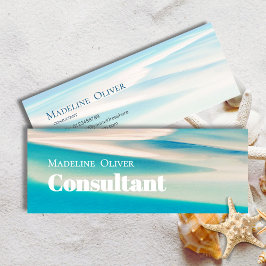 Modern Ocean Beach Aqua Blue Mini Business Card Mini Visitenkarte