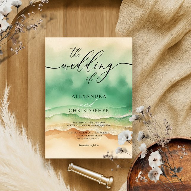 Modern Ocean Beach Watercolor Sunny Einladung (Von Creator hochgeladen)