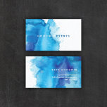 Modern Ocean Beachy Blue Watercolor Business Cards Visitenkarte<br><div class="desc">Dieses moderne Design der Visitenkarte besticht durch einen schönen, blauen Aquarellhintergrund mit weißem Hintergrund und einer einfachen, modernen Typografie. Auf der Rückseite befinden sich ein blauer Aquarellhintergrund und Kontaktdaten in weißem Text. Es hat ein angesagtes, modernes Aussehen und würde einen fabelhaften ersten Eindruck für Ihr Geschäft machen. Die abgerundeten Ecken...</div>