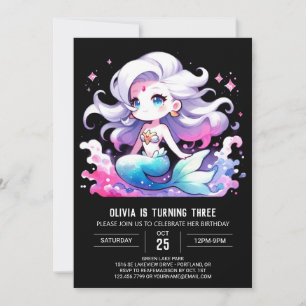 Modern Ocean Mermaid Birthday Einladung