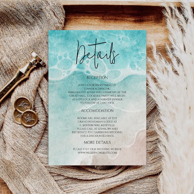 Modern Ocean Tide Watercolor Wedding Begleitkarte (Von Creator hochgeladen)