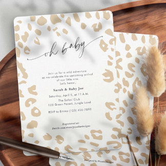 Modern Oh Baby Animal Print Gender Neutral Dusche Einladung