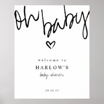 Modern Oh Baby Black and White Baby Dusche Willkom