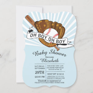 Modern Oh Boy Sports Baseball Boys Baby Dusche Einladung