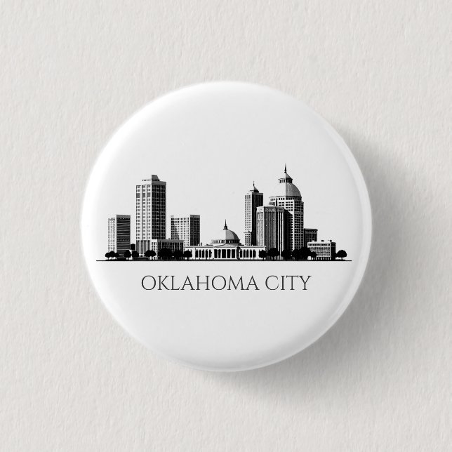 Modern Oklahoma City Stylized Skyline Button (Vorderseite)