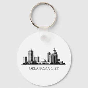 Modern Oklahoma City Stylized Skyline Schlüsselanhänger
