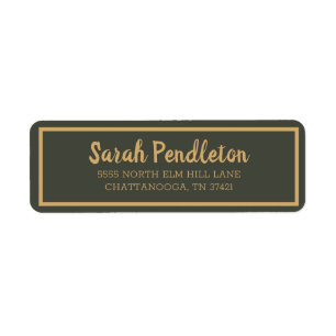 Modern Olive Green Gold Brush Script