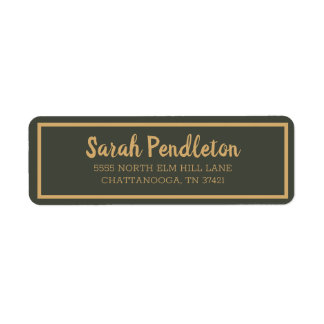 Modern Olive Green Gold Brush Script