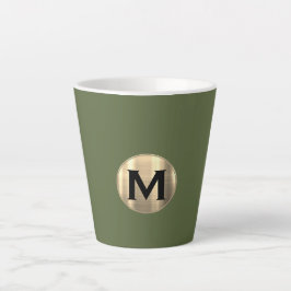 Modern Olive Green Gold Monogram Milchtasse