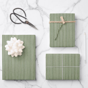 Modern Olive Green Rustic Streifen Geschenkpapier Set