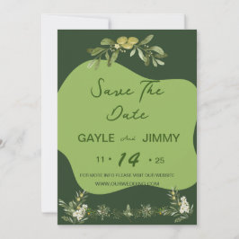 Modern Olive Green Save the Date Einladung