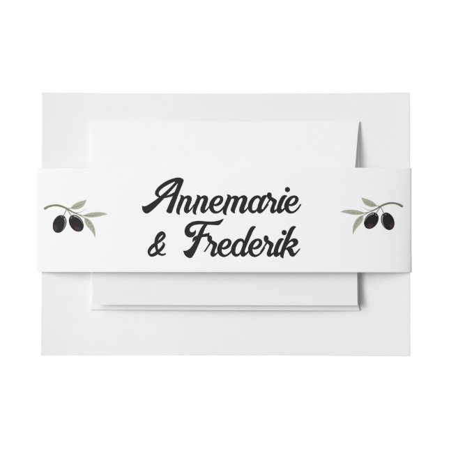 Modern Olive Green Wedding Einladungsbanderole (Vorderseite Beispiel)