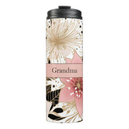 Modern Oma White Pink Weihnachten Blume Thermosbecher
