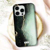 Modern Ombre Dusty Green & Gold Moody Monogram