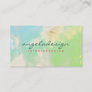 Modern Ombre Green Cloudy Watercolor Botanical Visitenkarte