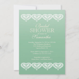 Modern Ombre Lace Hearts Bridal Dusche Einladung