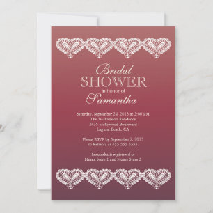 Modern Ombre Lace Hearts Bridal Dusche Einladung