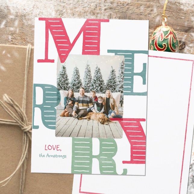 Modern One Foto Watercolor Typografie Feiertagskarte (Modern One Photo Watercolor Typography Holiday Card ©Susanne Sachers - Sunny Mind Design 🌞)