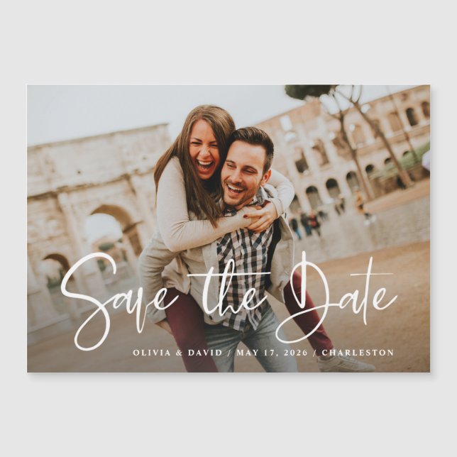 Modern One Photo Wedding Enregistrer la carte Date (Devant)