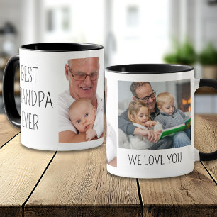 Modern Opa Wir lieben dich Schwarz Weiß 2 Foto Tasse