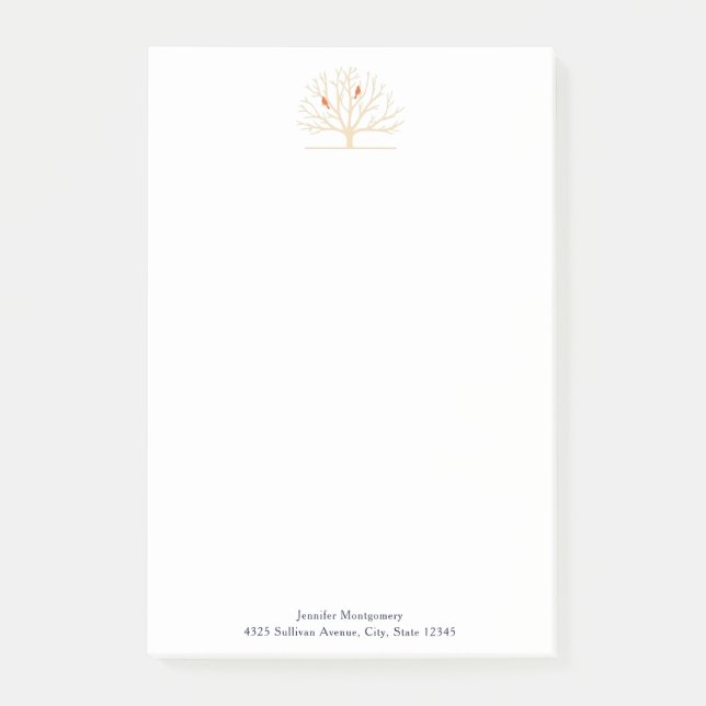 Modern Orange Birds in a Large Tree Illustration Post-it Klebezettel (Vorderseite)