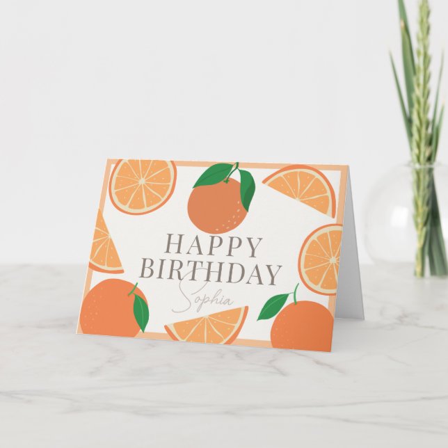 Modern Orange Birthday Karte (Vorderseite)