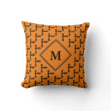 Modern Orange Black CROSS Monogramm